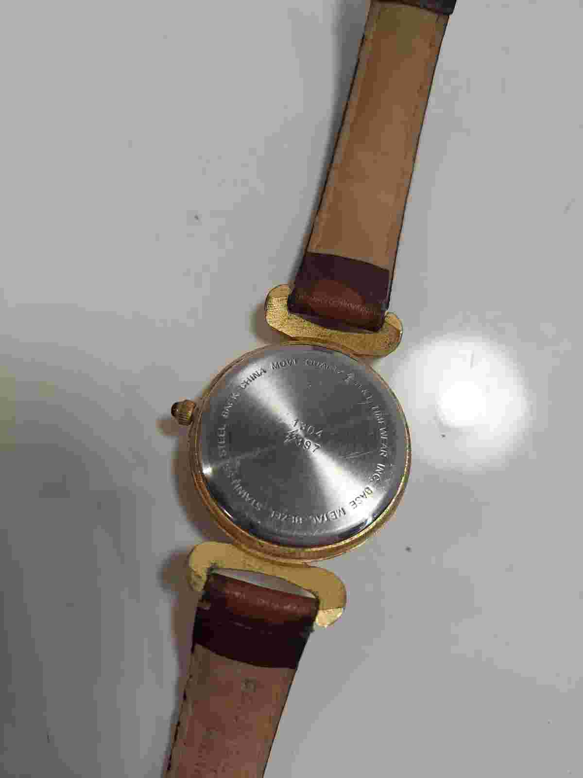 Gitano MoonPhase date Watch Women gold Tone blue NEEDS BATTERY / BAND
