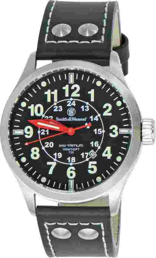 Smith & Wesson Mumbai Lamplighter Black Leather Wrist Watch WGRH1