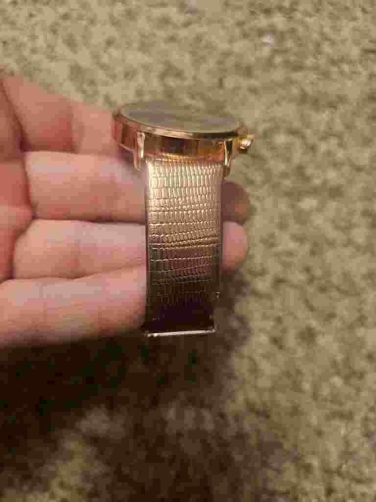 Ashley Princess HEART DIAMON ACCENT Dial Round Gold Tone Case GOLD Band Watch