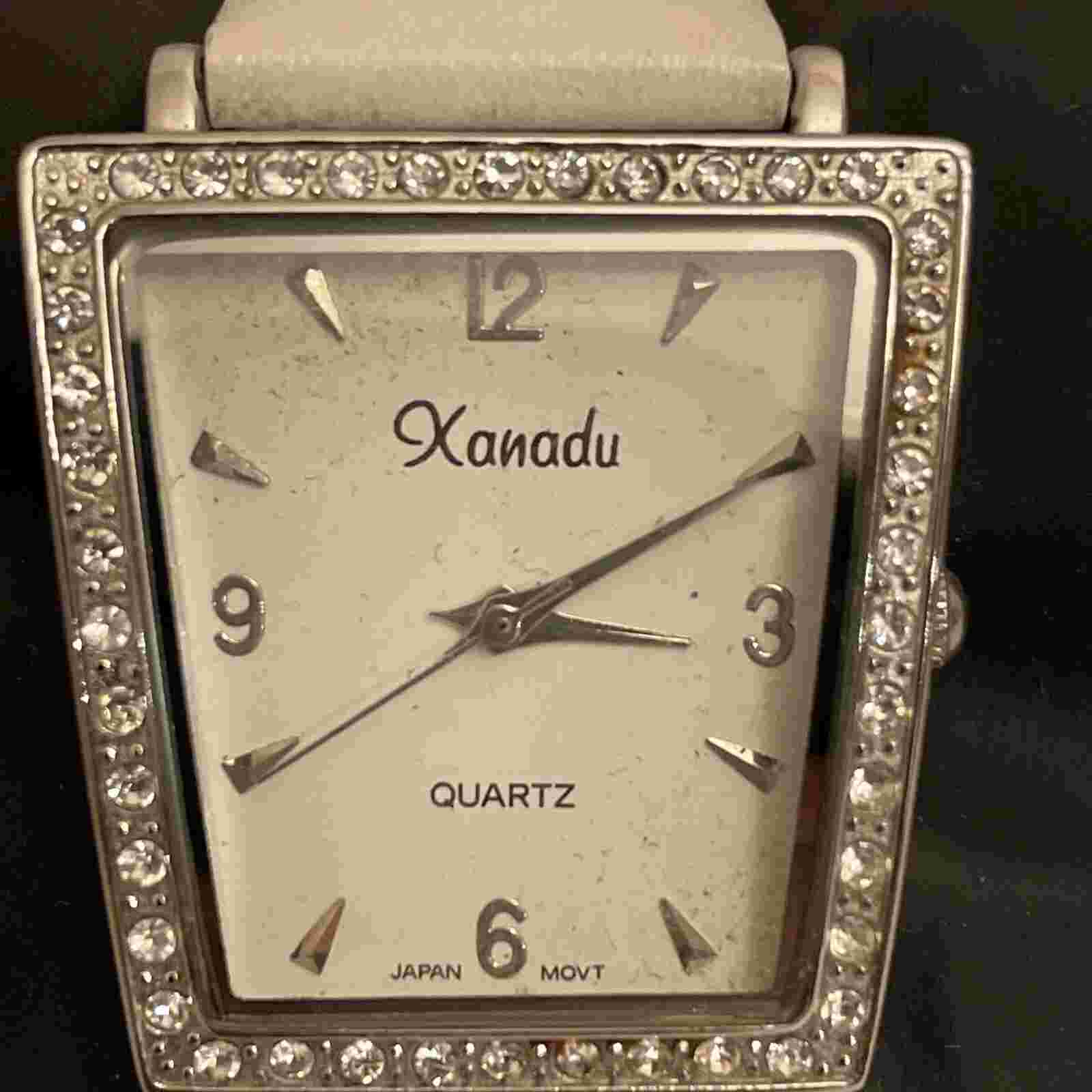 Vintage Xanadu Watch Women Silver Tone Squar Dial White New Battery