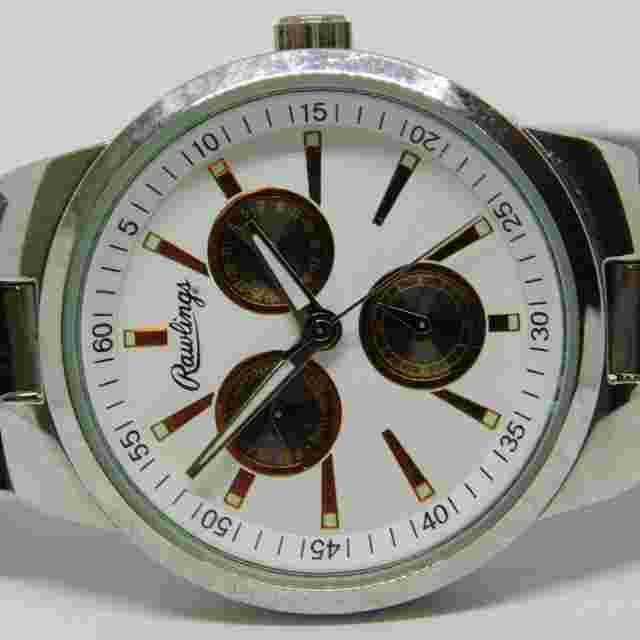 Rawlings 74047 Silver Tone Quartz Analog Men's Watch Sz. 8 1/2" New Battery