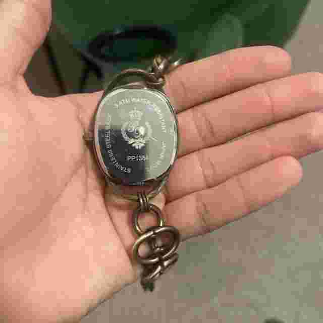 Antique PREMIER DESIGNS Bracelet Watch, OVAL BROWN Face, Antiqued Goldtone