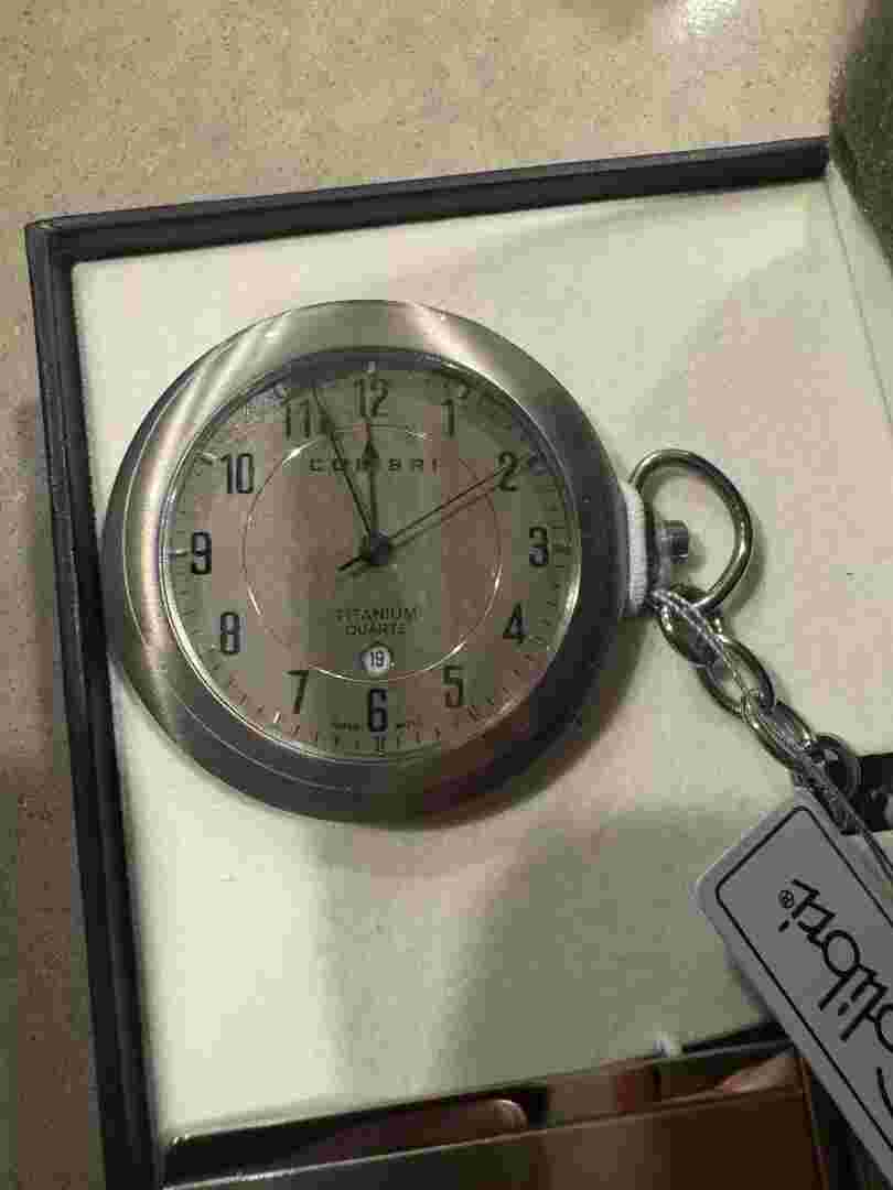NEW Colibri Titanium Quartz Pocket Watch with Date