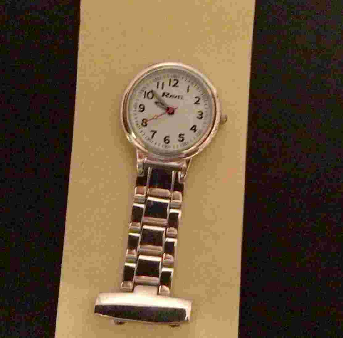 Nurses Fob Watch Easy Read Large Classic Face By Ravel Model R1101.10 ( Silver )