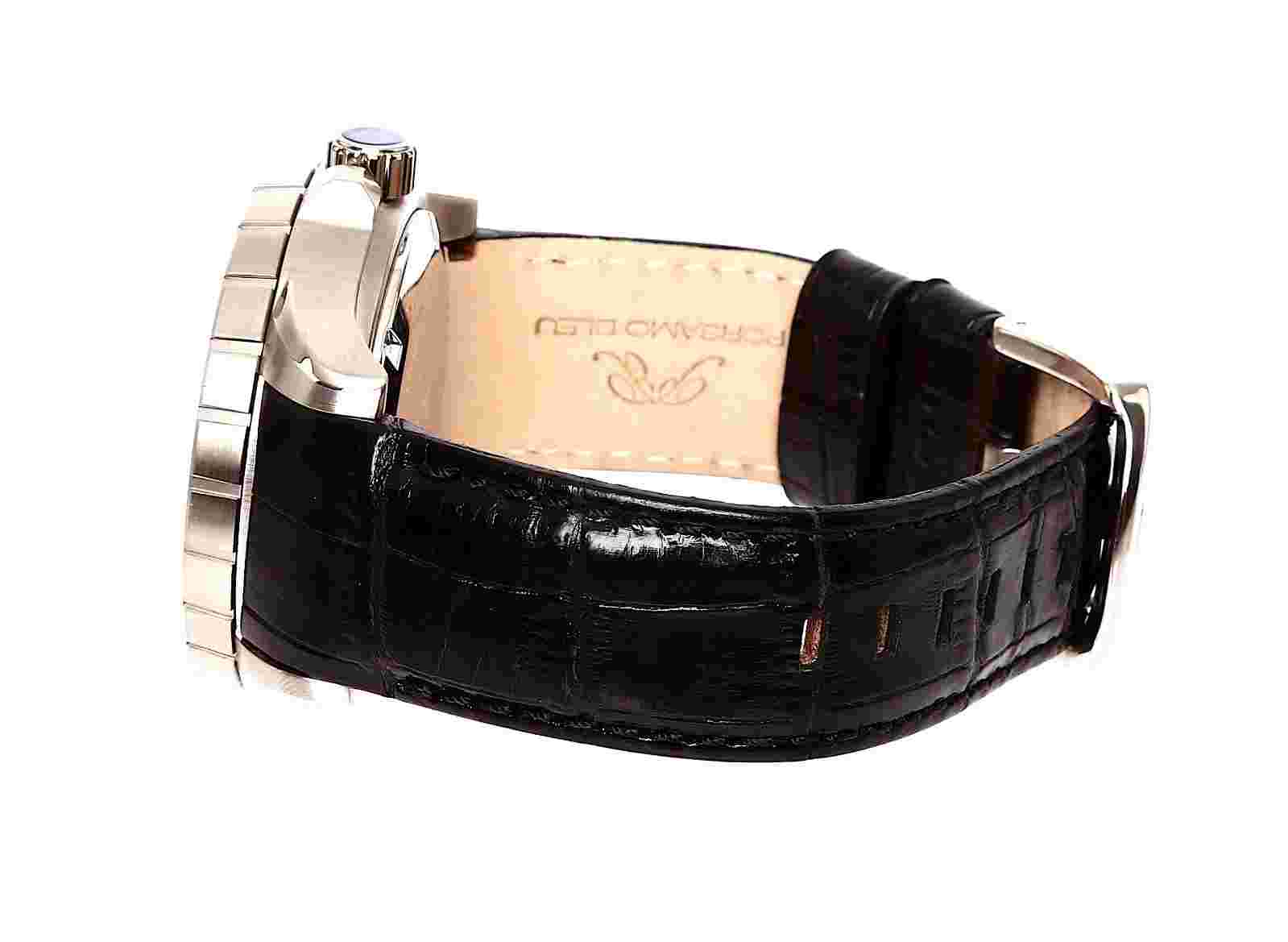 Porsamo Bleu Tommy Men's Black Silver Leather Watch 3391