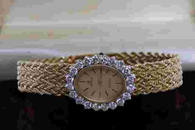CYMA MADE IN SWISS QUARTZ 14K GOLD & DIAMOND WOMEN'S WATCH WITH 14K GOLD BAND