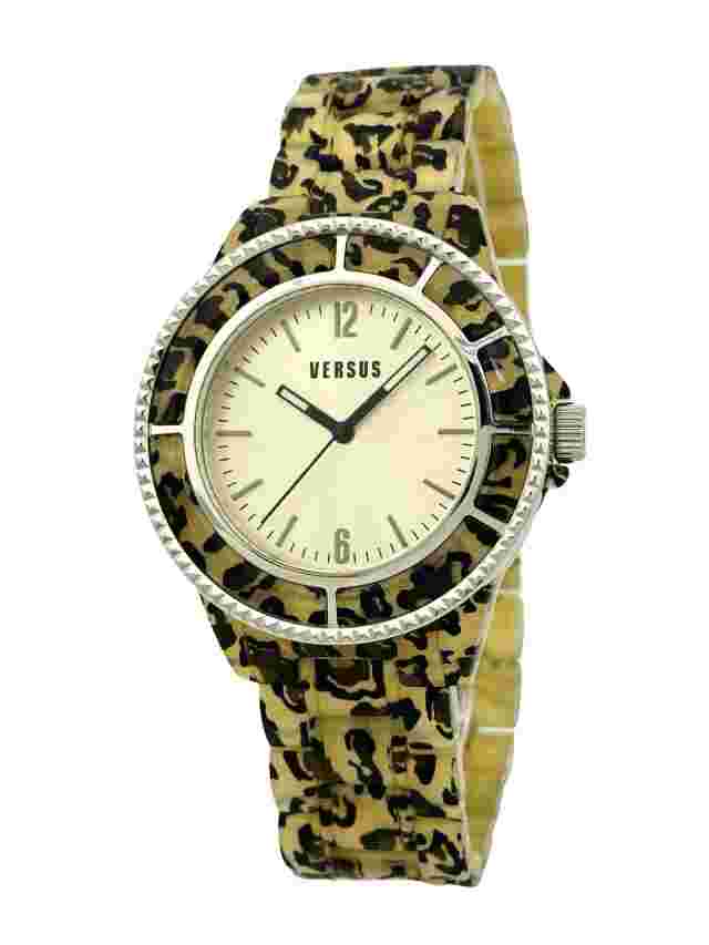 Versus by Versace SOF050014 Tokyo Champagne Dial Leopard-pattern Plastic Watch