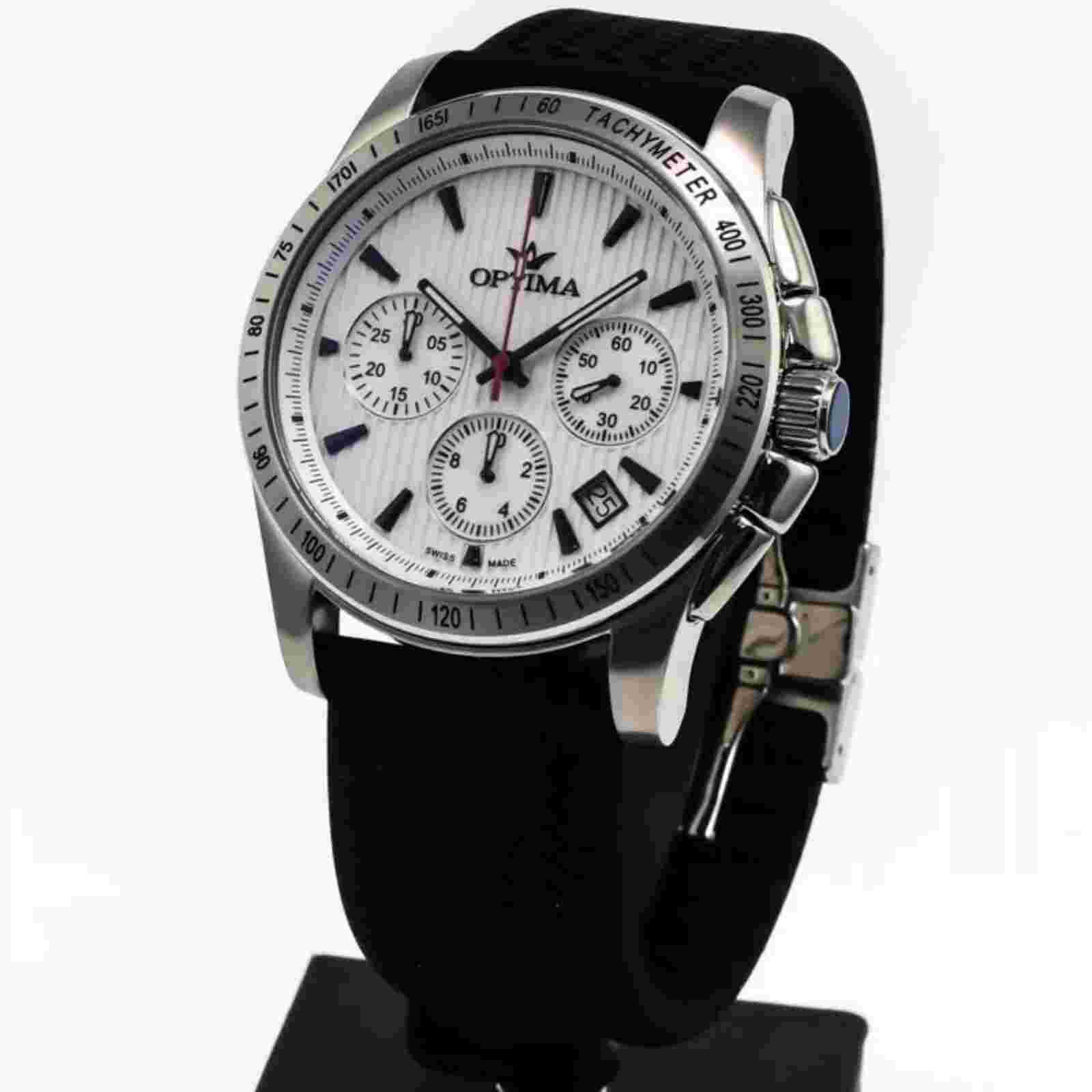 Optima • 48.15mm •  Swiss Chronograph Watch • Date • WR50M • Ronda • OSC377-SX-1