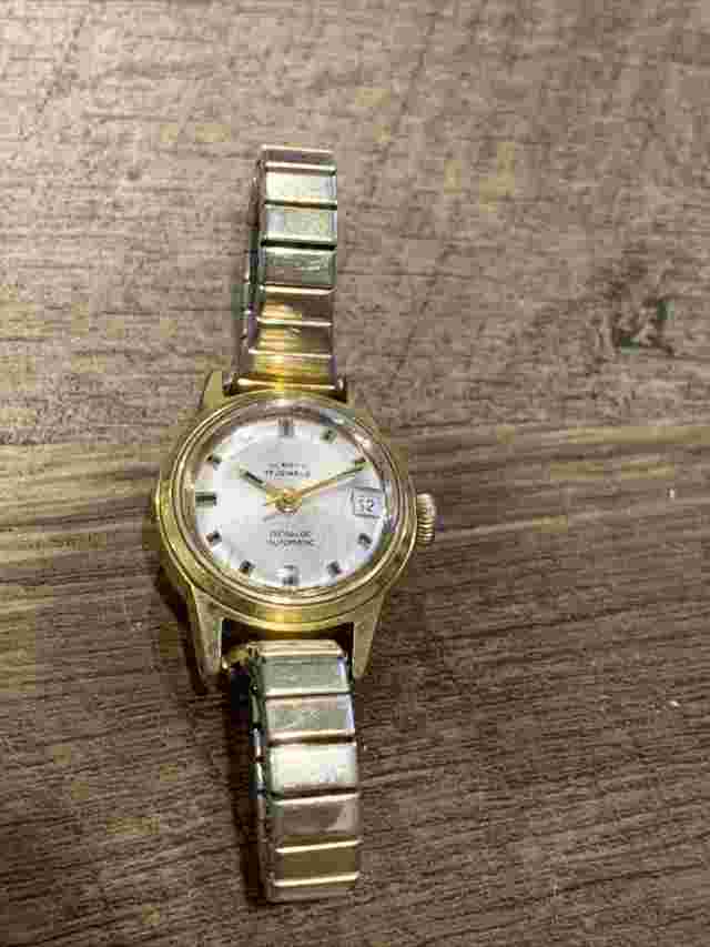 Ladies Le Roy 2 automatic watch vintage 20mm case works great gold Tone W/date