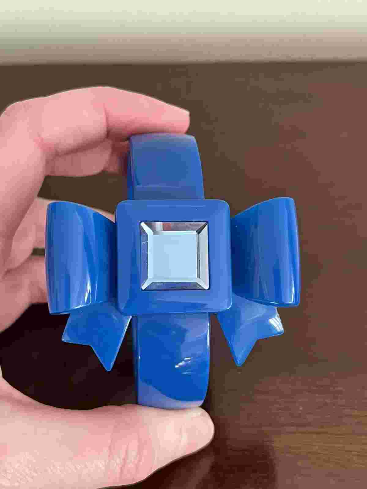 Rare!  Betsey Johnson Lucite Bow Candy Watch Blue Bracelet Bangle Crystal