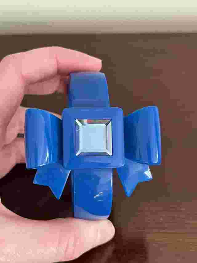 Rare!  Betsey Johnson Lucite Bow Candy Watch Blue Bracelet Bangle Crystal