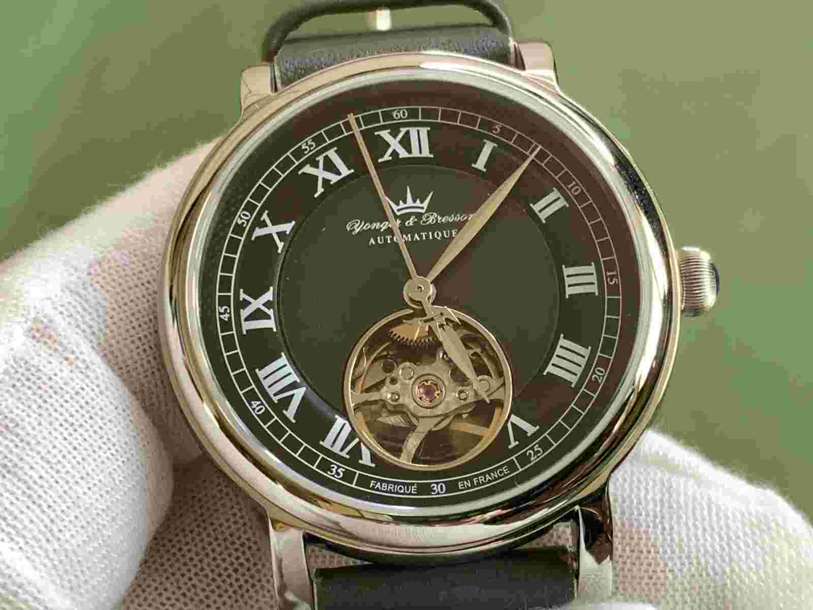 France Yonger & Bresson Black/Shell Dial 28 Jewels 3 Atm Automatic Women's Watch