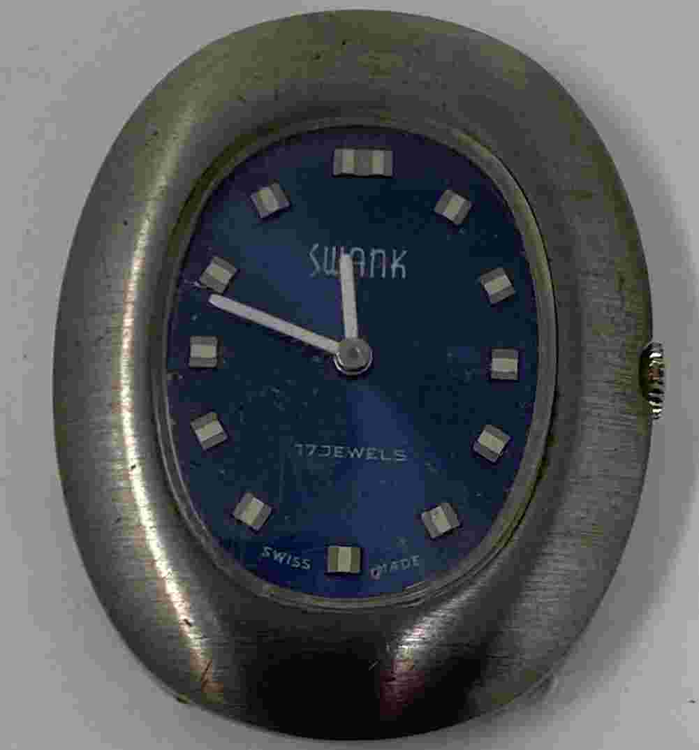 VINTAGE MID CENTURY MODERN STAINLESS SWANK WIND UP WRISTWATCH  SWISS