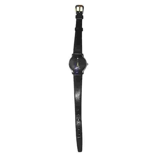 Le Chateau Womens DAIMOND 18k Gold Plated Watch Black Leather *Needs Battery