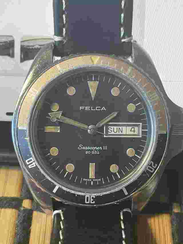 FELCA DIVER SEASCOPER III Monnin Auto 42 MM Mens Watch 1984 Coke Bezel