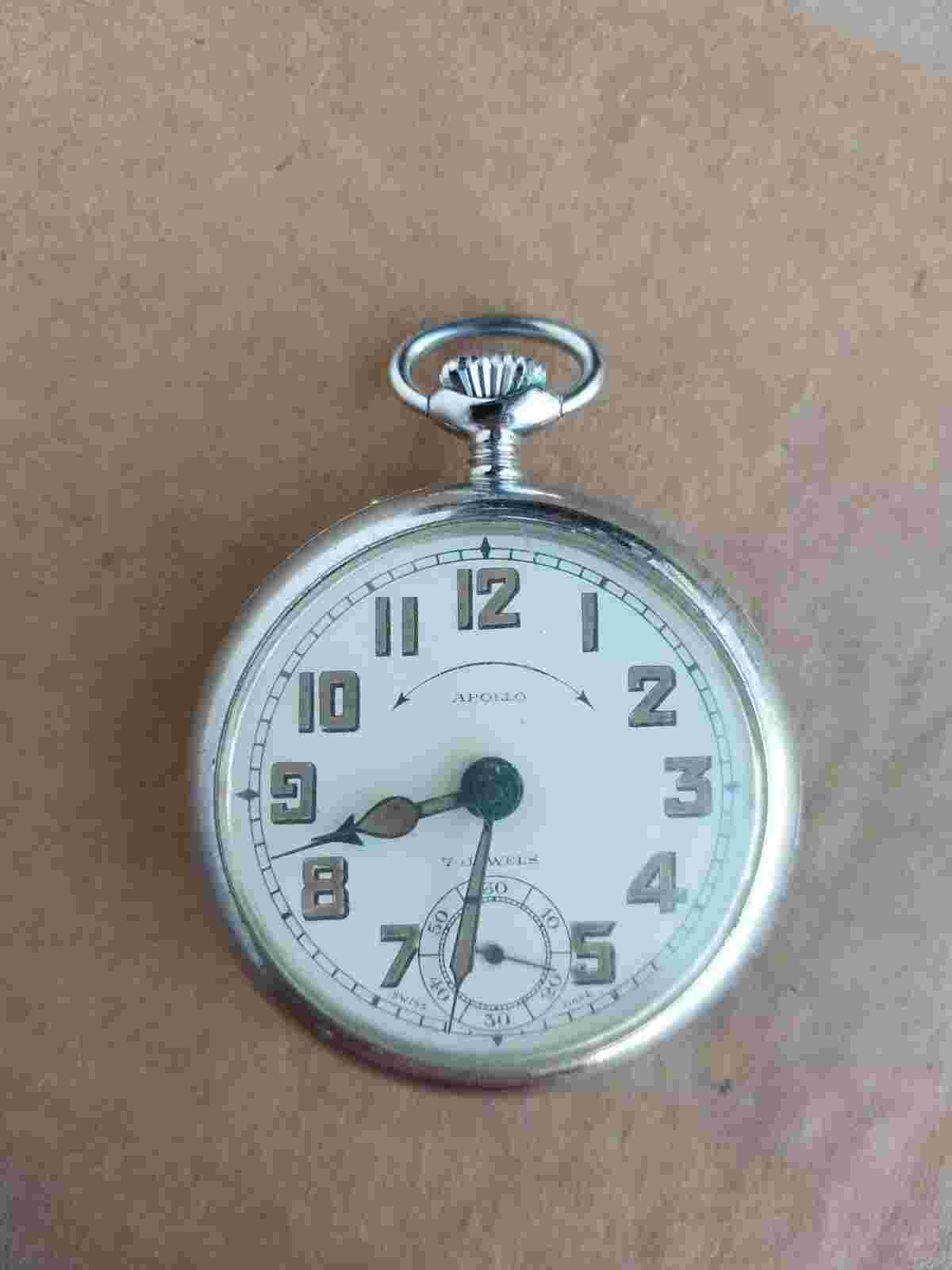 Vintage Apollo Swiss Pocket Alarm Watch Swiss Made Winds Runs