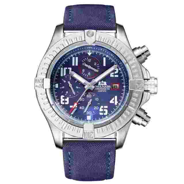 Paulareis Automatic Watch Men's Luxury Leather Chronograph 30M Waterproof Diver