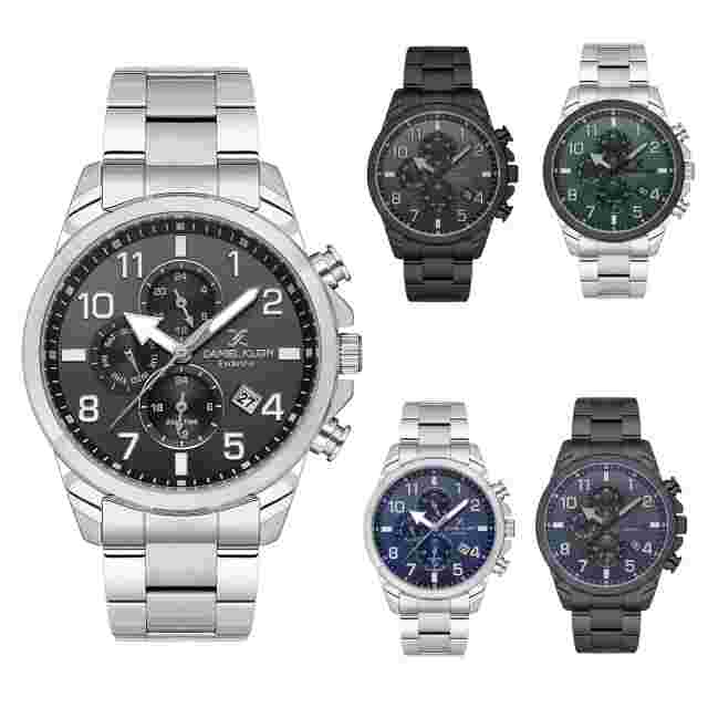 Daniel Klein 45mm Mens Analog Watch, Steel Strap, Dual Time, Day/Date - DK13633