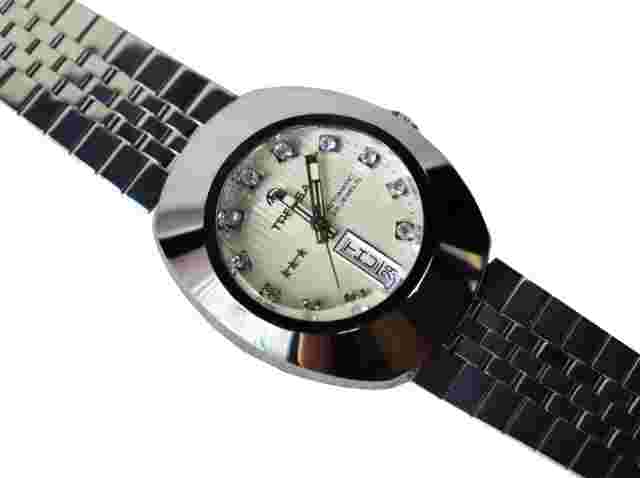 1970S RETRO VINTAGE TRESSA MEN'S WATCH, AUTOMATIC, 25 JEWEL DAY-DATE, BEIGE DIAL