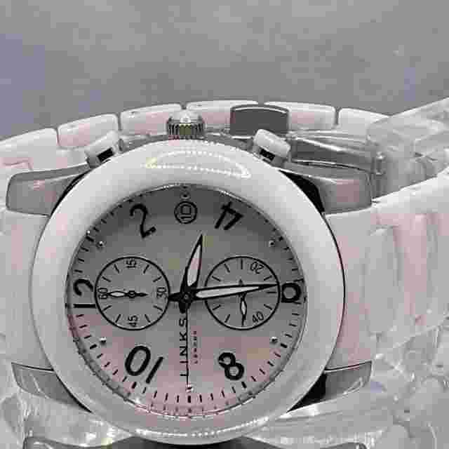 Links of London White Chronograph Ceramic Watch 6030.0382, Unisex. New Battery.