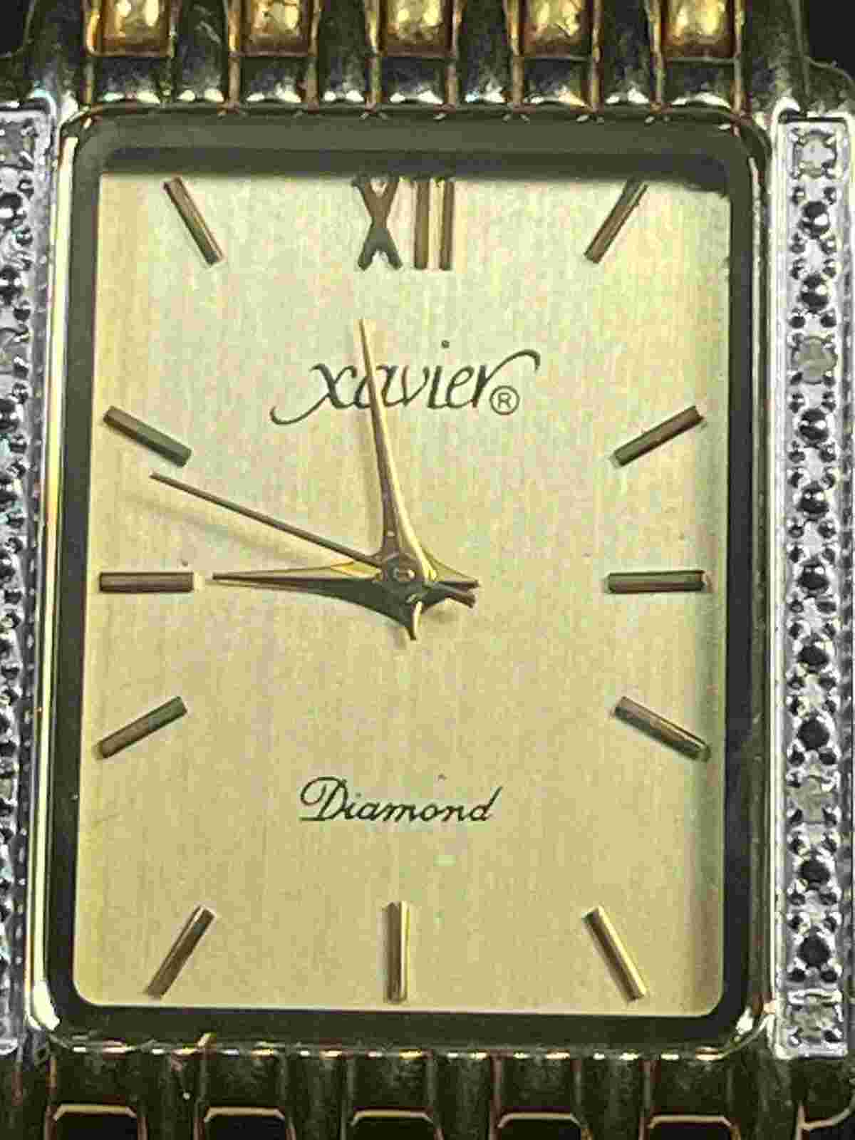 Vintage Xavier Diamond Quartz Men's Watch Masterpiece Gold Tone -Fresh Battery