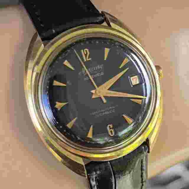 Vintage Mercury men's automatic watch ETA 2452 30Jewels Black dial swiss 1950s