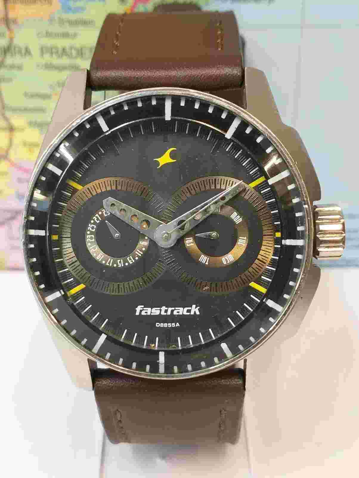 FASTRACK MULTIFUNCTION QUARTZ BLACK DIAL 3089SFK31 INDIA MEN'S FULL WORKING VTG.