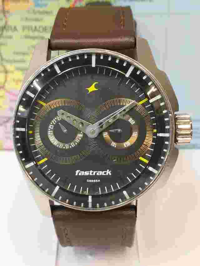 FASTRACK MULTIFUNCTION QUARTZ BLACK DIAL 3089SFK31 INDIA MEN'S FULL WORKING VTG.