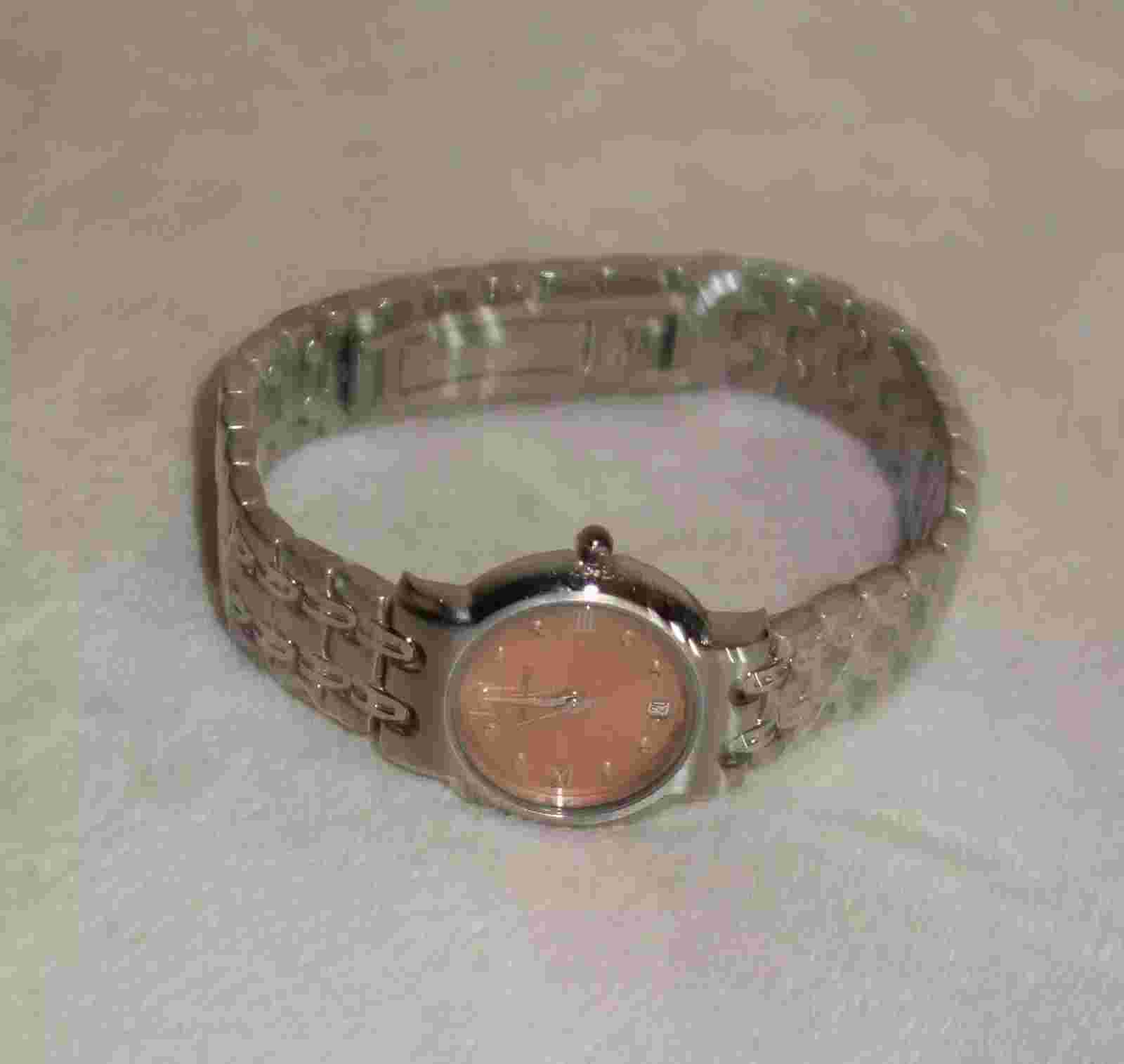 Roven Dino Azza Ladies ORANGE Dial Stainless Steel Swiss Quartz Watch NEW