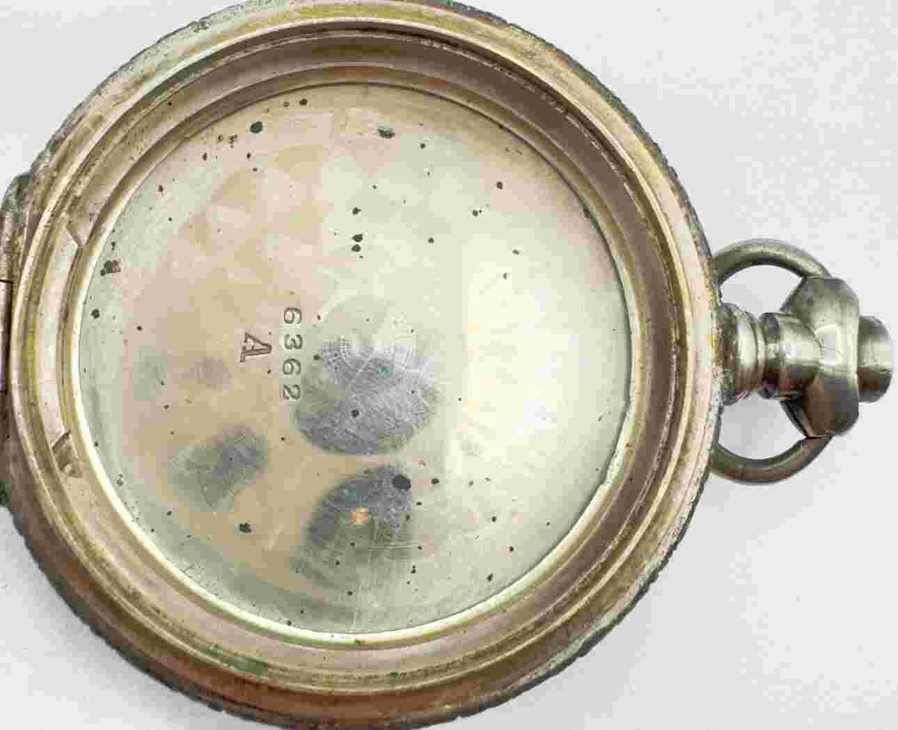 Antique Crescent Engraved Open Face Pocket Watch Case for 18 Size Coin Silver