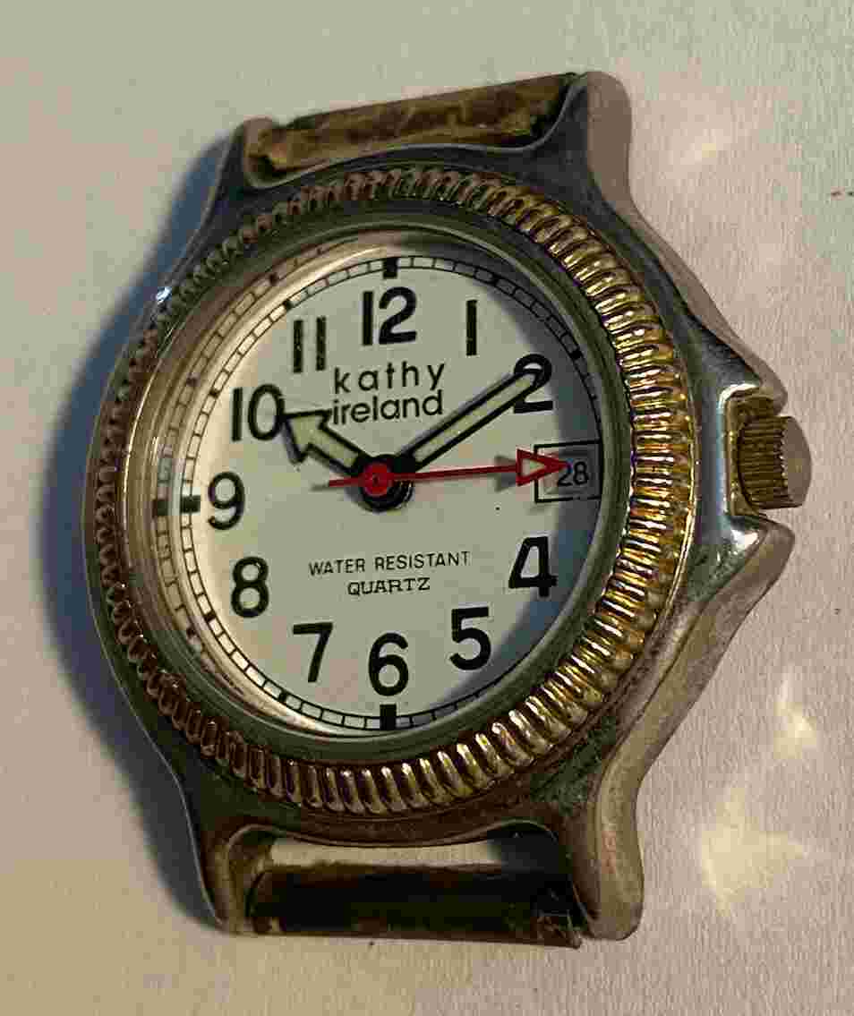 Kathy Ireland Wristwatch Gold & Silver Tone Round Face NO BAND FOR PARTS