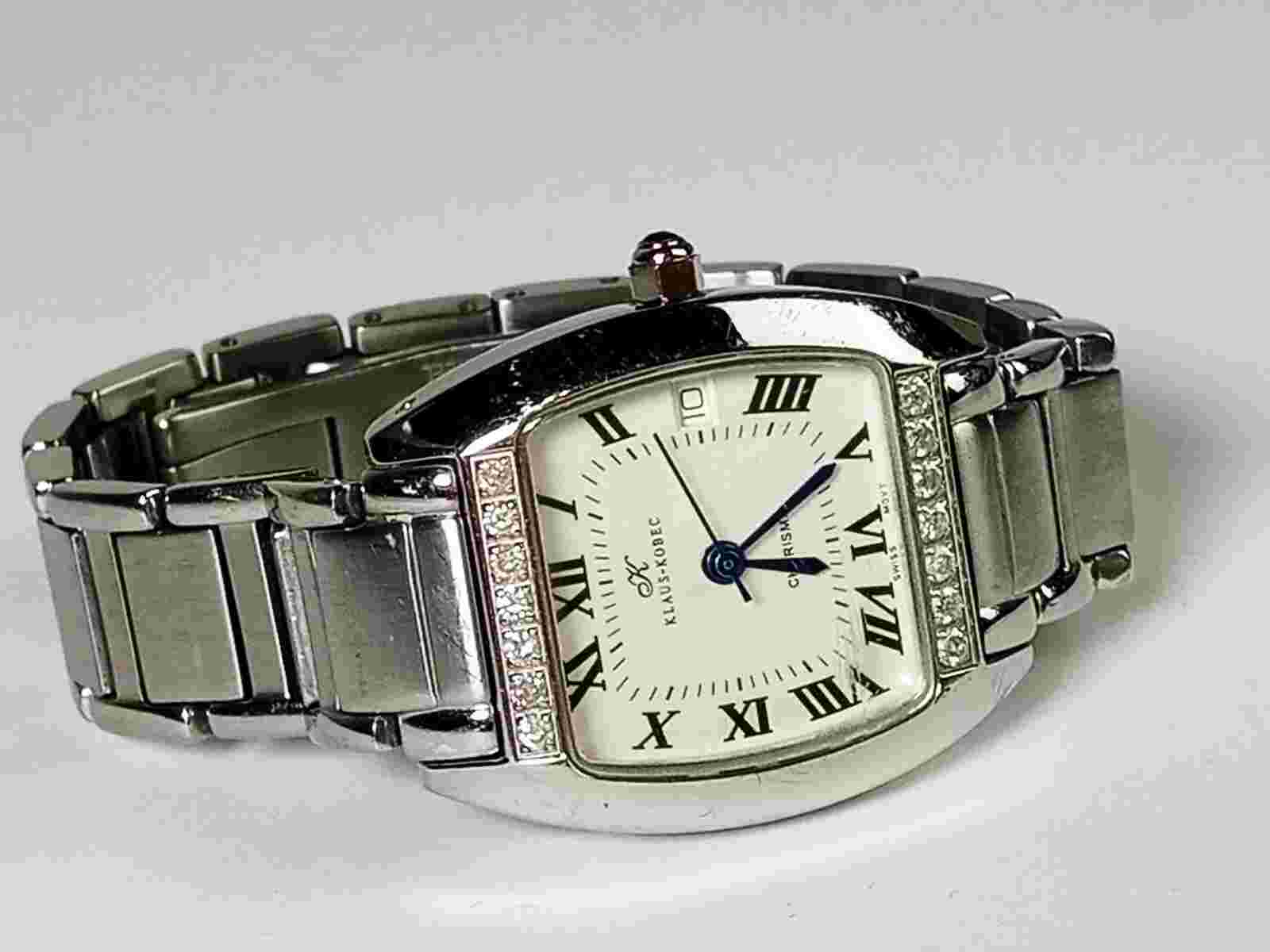 KLAUS KOBEC CHARISMA MOP FACE SILVER 14 AUTHENTIC DIAMONDS .30 CARATS WATCH