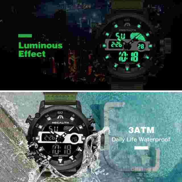 Mens Watches with Nylon Waterproof Digital Military Sport Tactical Multifunct...
