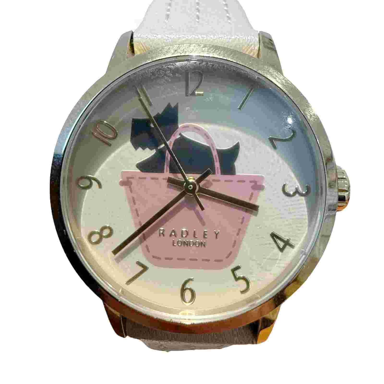Radley Watch Ladies London Dog Beige Leather Strap Gold Tone Quartz RY2288S VGC