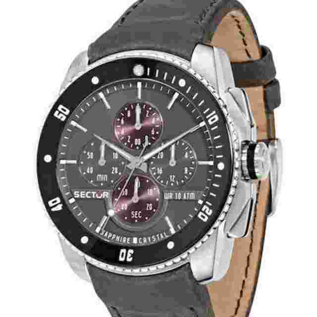 Sector 350 R3271903002 Men's Quartz Chronograph Watch - 45mm Black Dial, Brown L