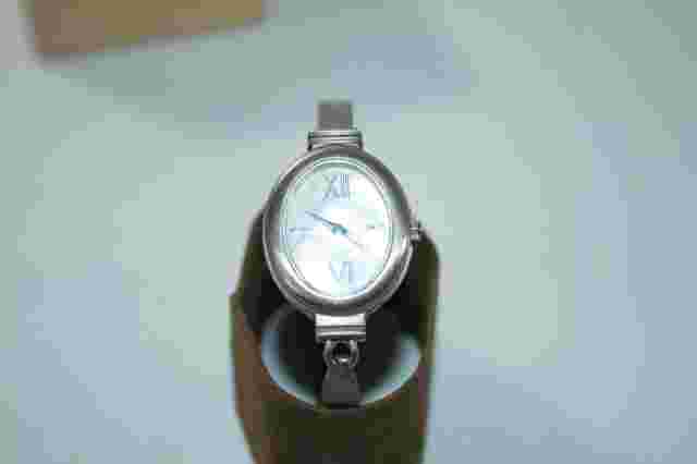 Vintage J Jill Ladies Silver MOP Dial Oval Cuff Bangle Analog Quartz Watch W Box