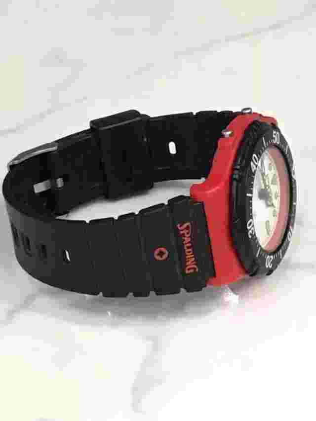 Rare 'SPALDING' 50 meter  W.R Diver Date watch with rotating Bezel red black