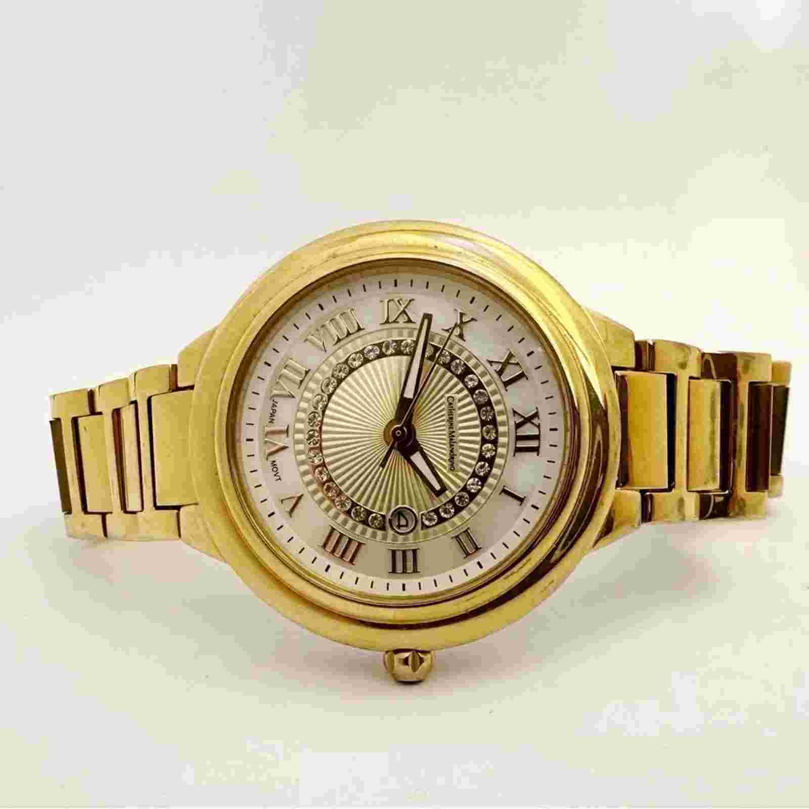 Catherine Malandrino mother of pearl face women’s Watch gold tone