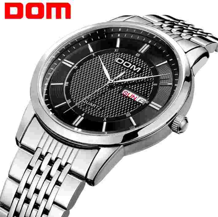 Classic DOM Steel Quartz Mechanism Watch Day & Weekly in English