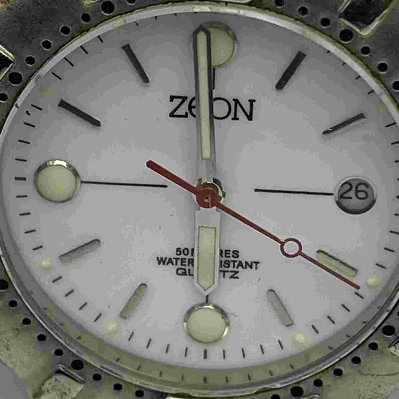 37mm Zeon Quartz Watchface 50m WR 13094G White Dial Untested For Parts/Repair