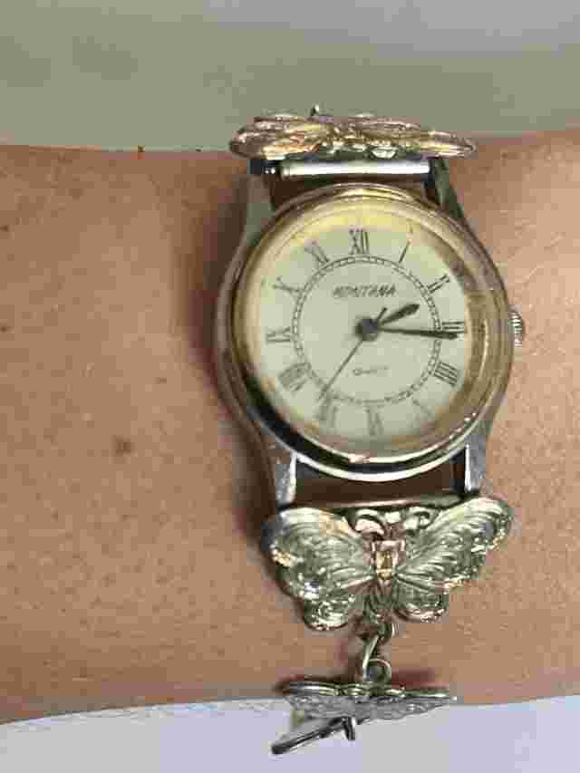 Montana Silversmiths Watch Silver tone Heart Bracelet Butterfly x5030 Vintage