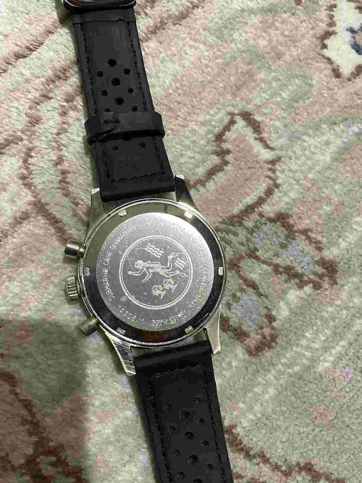 Vintage LeGant Chronographe Diver Lollipop Hand SS Case Mens Watch Valjoux 7733