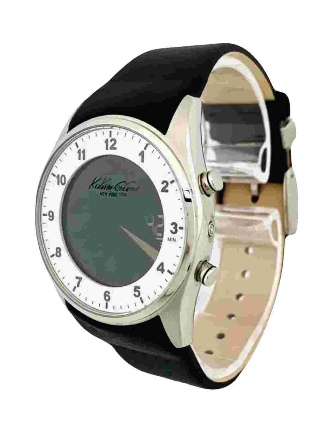 Kenneth Cole Men's Digital KC1724 Black Leather Strap Black Digital Dial Watch