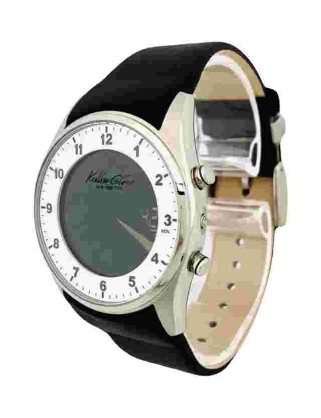 Kenneth Cole Men's Digital KC1724 Black Leather Strap Black Digital Dial Watch