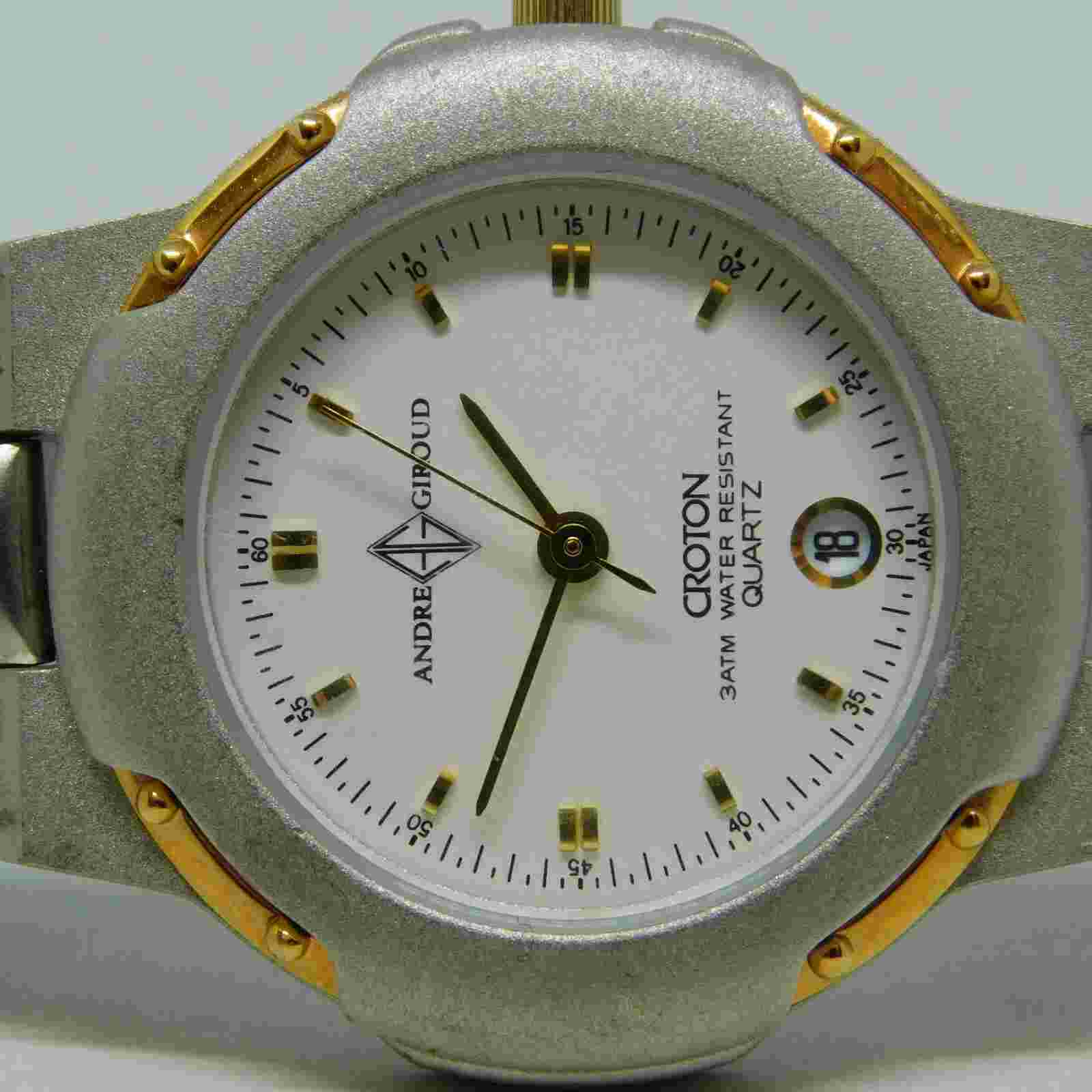 Andre Giroud by CROTON Two Tone Quartz Women's Watch Sz. 6 1/2" New Battery