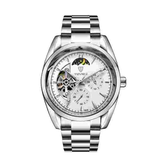 Tevise Mens Homage Automatic Mechanical Watch White Silver Smart Watches T795 UK