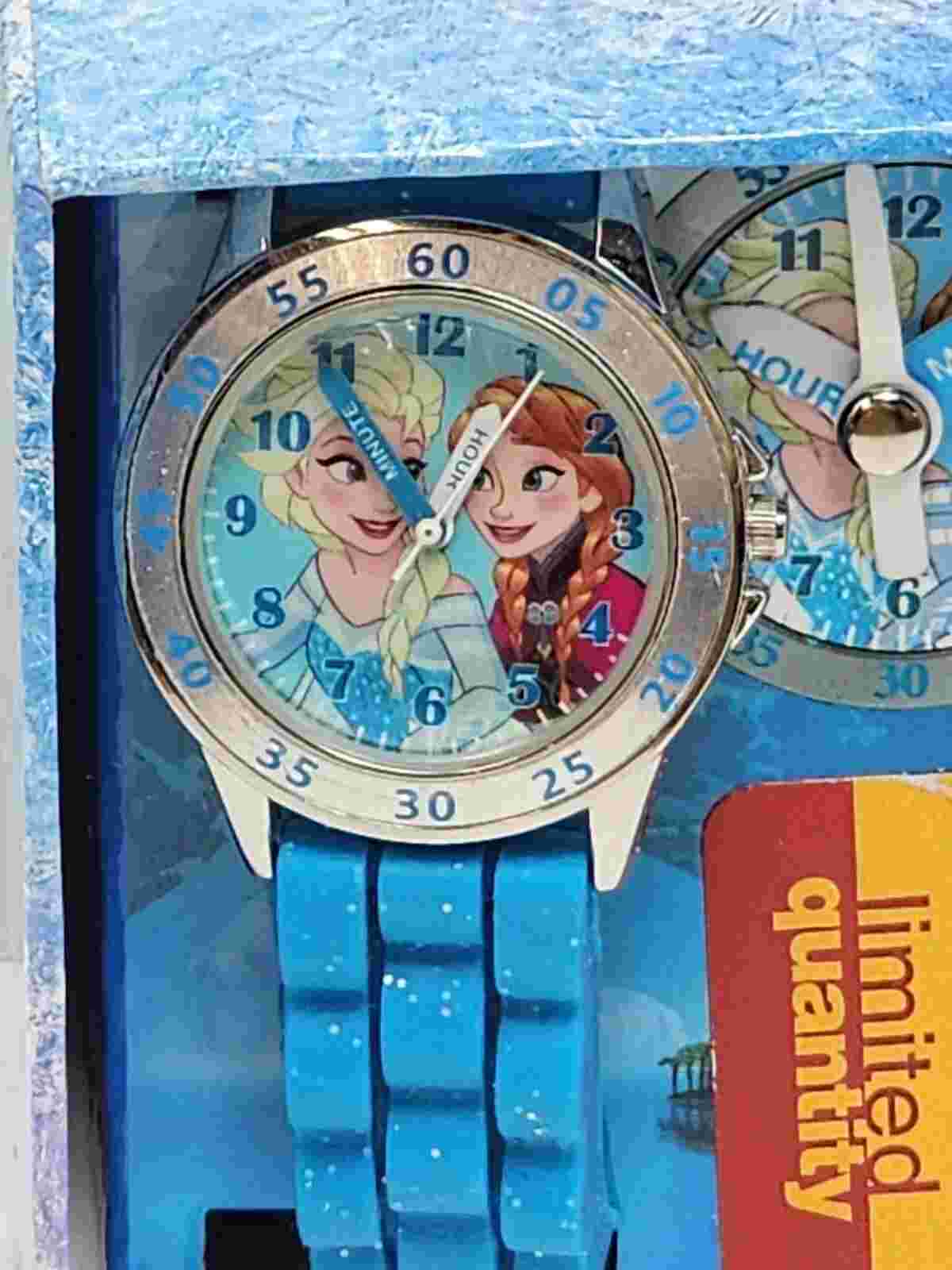Disney Frozen Accutime Wrist Watch FZN9012KL Elsa Anna Blue Glitter Band