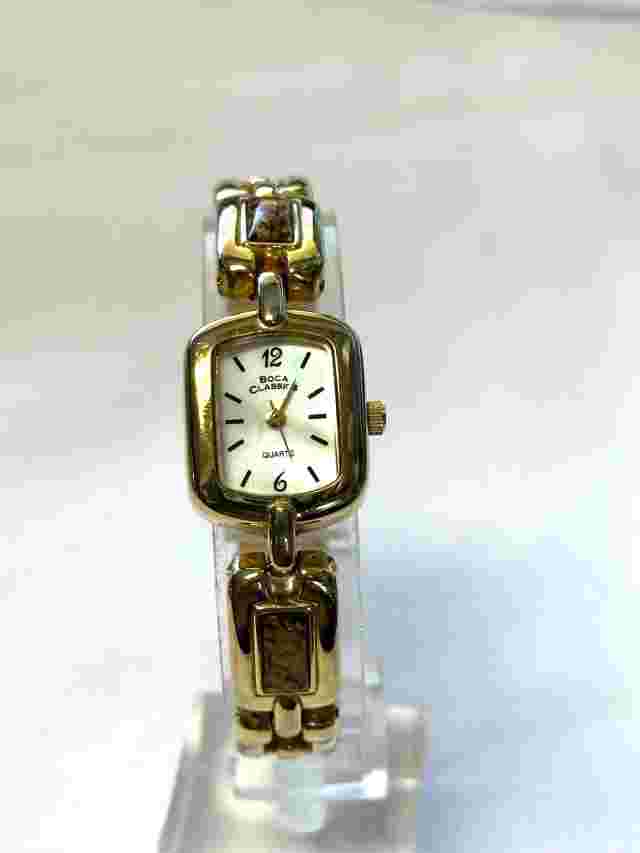 Boca Classics Watch Women 20mm MOP Silver Tone New Battery 7.5"