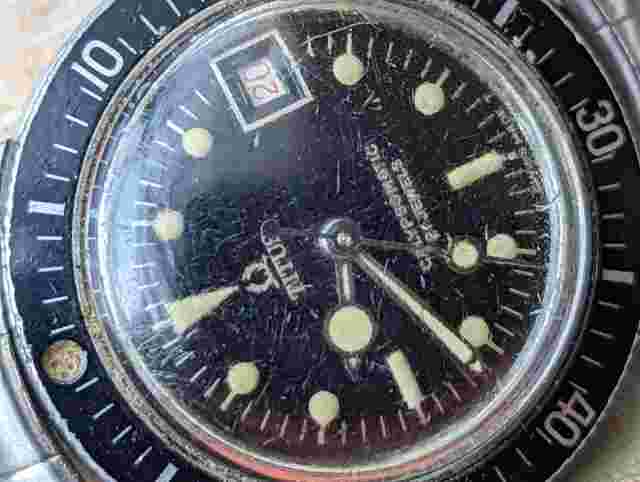 Women's Vintage Titus Calypsomatic 7845 Diver w/Gilt Dial,Patina,Orig Bracelet