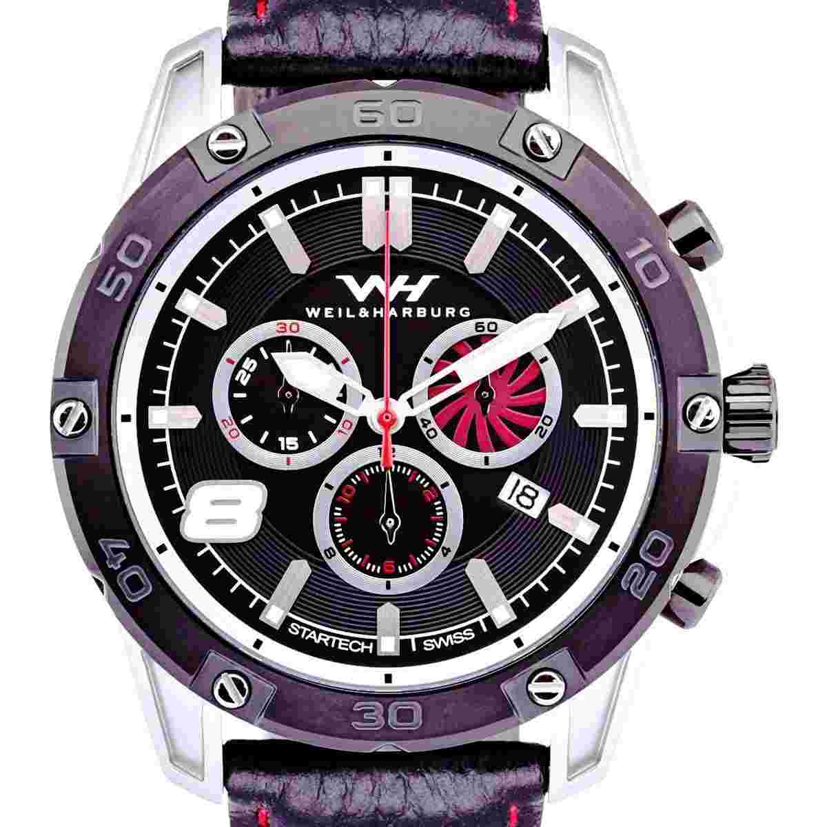 Weil & Harburg Huxley Stainless Steel 3 Sub-Dial Chrono w/Date-List $1,099 NEW!